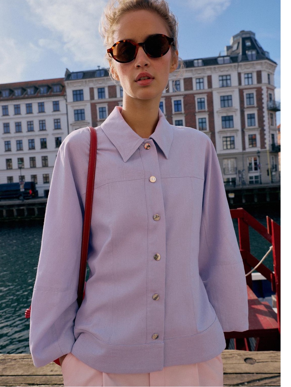 Zara Lilac Linen Puff Sleeve Jacket - NWT